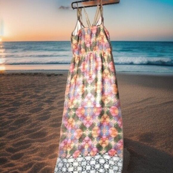 Forever 21 Double Slit Maxi Dress Size Medium Fairycore Whimsical Boho Chic - Picture 2 of 12